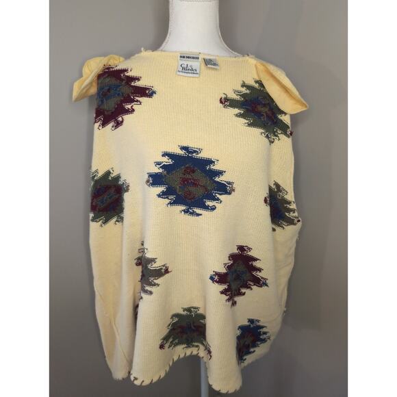 CJ Banks Vintage Aztec southwestern embroidered yellow sweater 3X - Picture 8 of 9